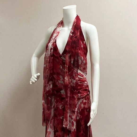 Elie Tahari Red Silk Halter Dress - Picture 4 of 9